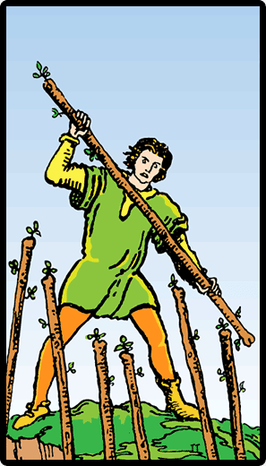 7-seven of wands tarot card